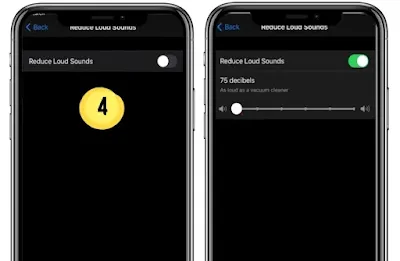 بعد ذلك ، قم بتشغيل مفتاح التبديل لـ Reduce Loud Sounds 
