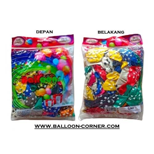 Balon Latex Metalik Polkadot 12 Inch 300 Gram Isi 100 Pcs (GROSIR)