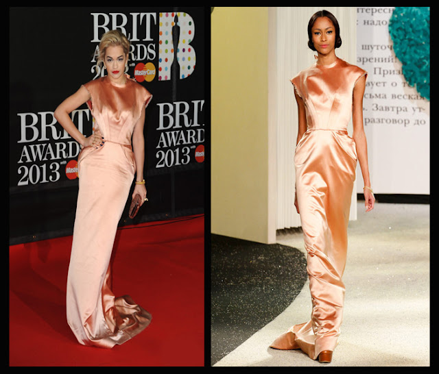 a filha do chefe singer Rita Ora Ulyana Sergeenko dress balmain brit awards 2013