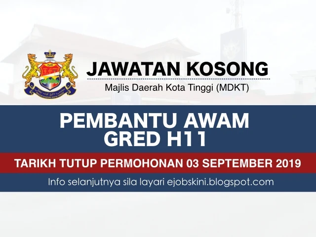 Jawatan Kosong Majlis Daerah Kota Tinggi (MDKT) September 2019