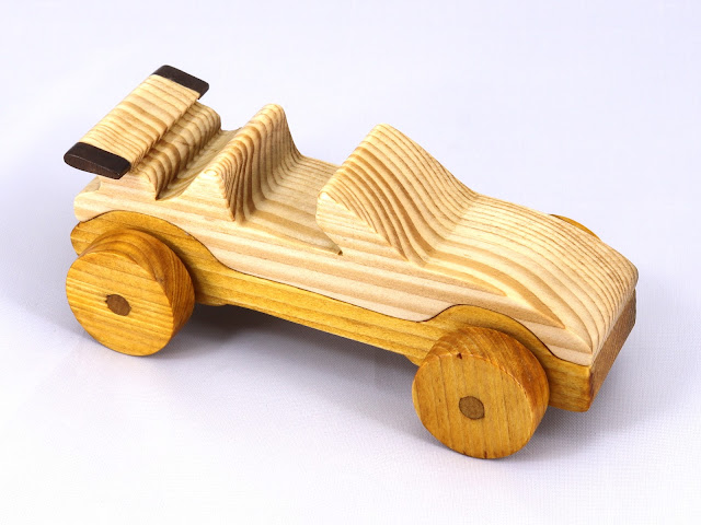 Handmade Wood Toy Car, Convertible Handmade and Finished with Clear and Amber Shellac from The Speedy Wheels Series
