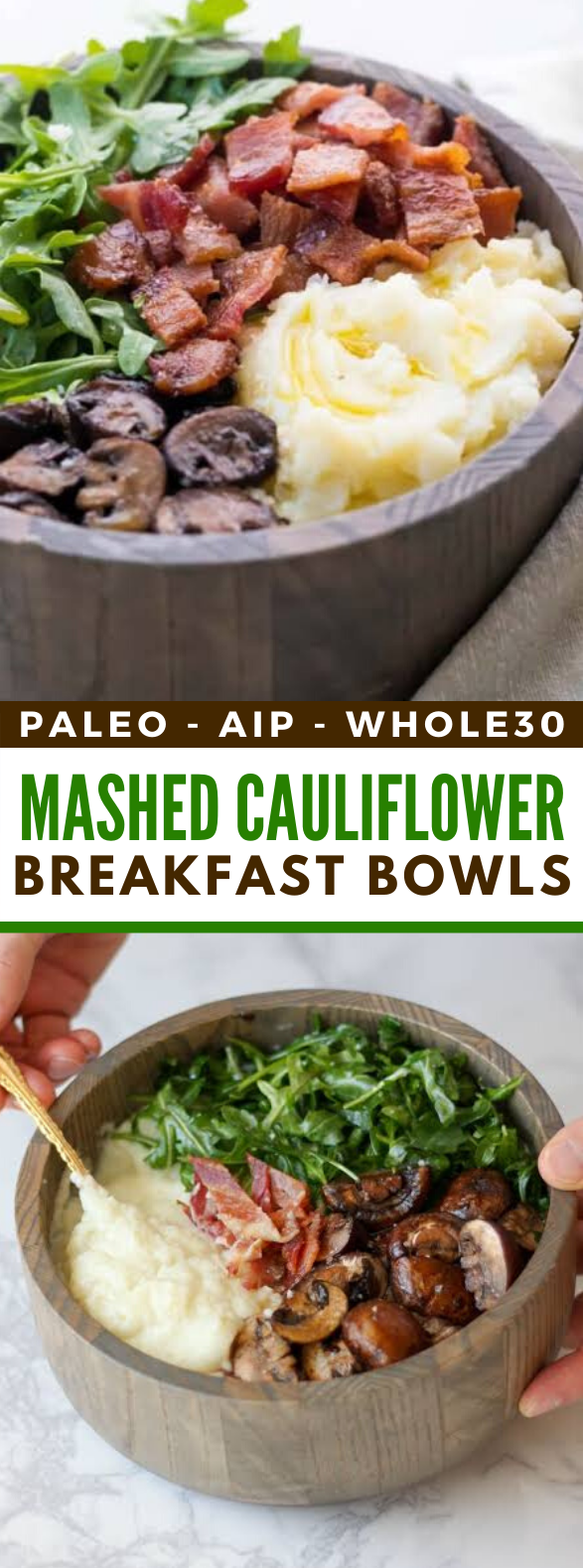 Mashed Cauliflower Breakfast Bowls (Whole30, AIP) #diet #lowcarb