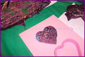 Heart made out of the paint skin for a Valentine's Day Card.