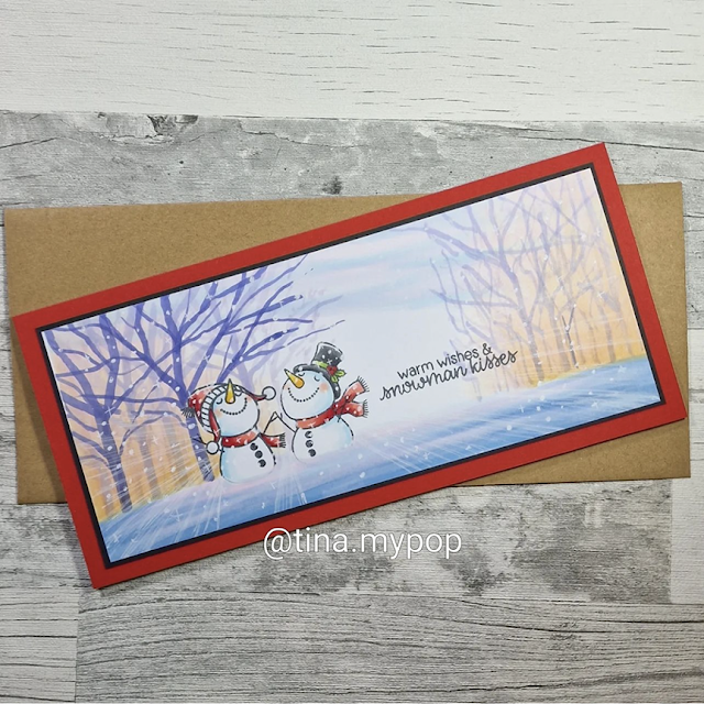 Sunny Studio Stamps: Snowman Kisses Holiday Themed Customer Card by Tina Magnusson