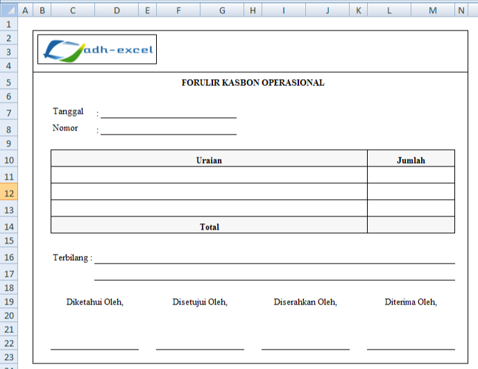 Contoh Dan Cara Menciptakan Form Bon Sementara Dengan Memakai Excel