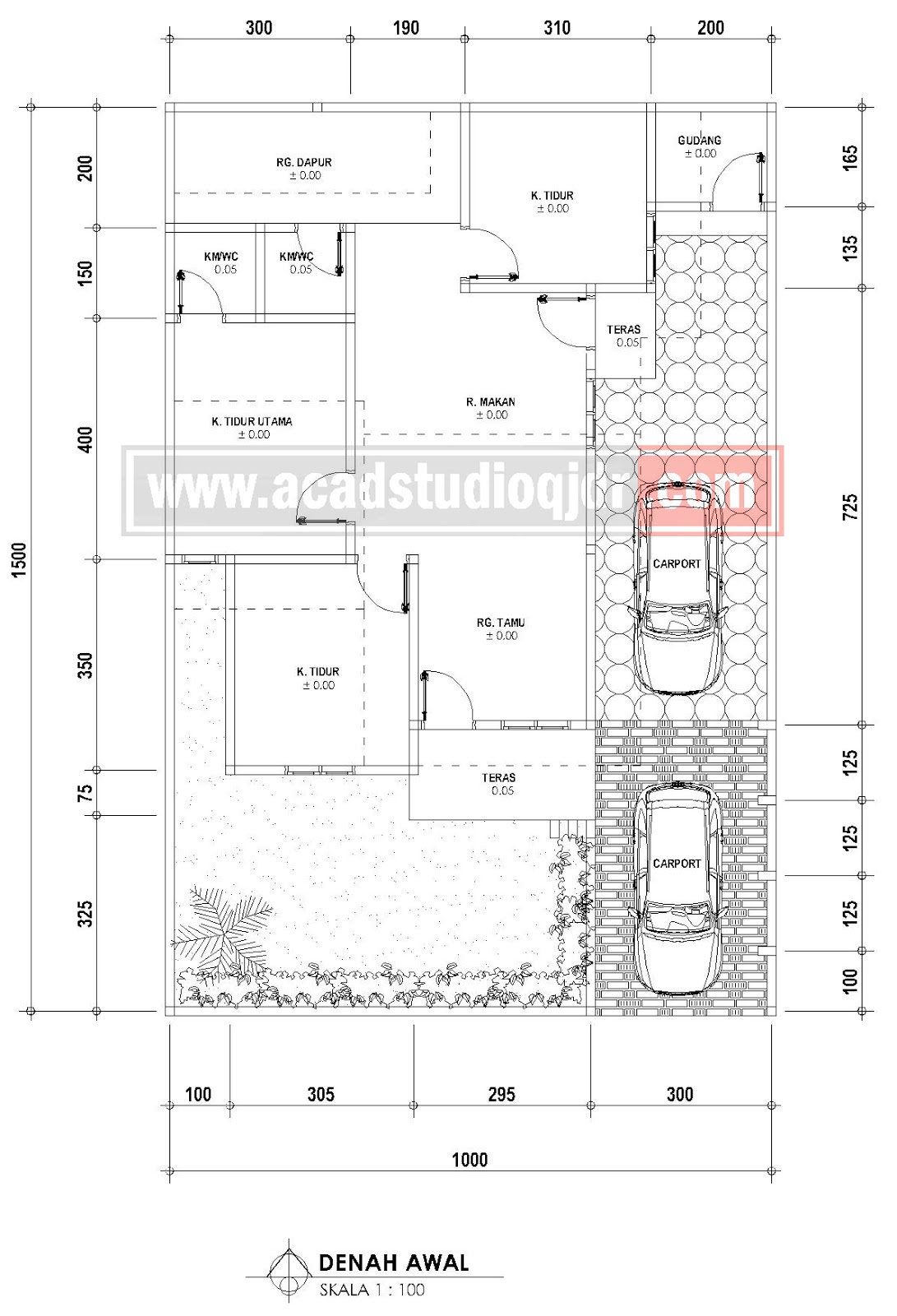 Desain Rumah Ukuran 10x15 Type Cluster - Ibu Dwisewaty - Jasa Desain Rumah - Denah Rumah Lahan 10 X 15