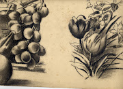 Otro de Adosinda García, flores y uvas a carboncillo