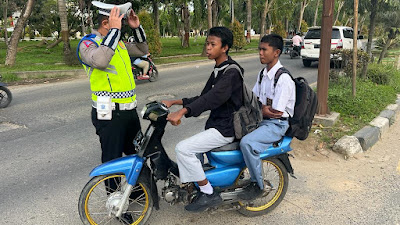 Satlantas Polres Aceh Tamiang Laksanakan Patroli Dikawasan Jalur KTL ( Kawasan Tertib Berlalulintas )