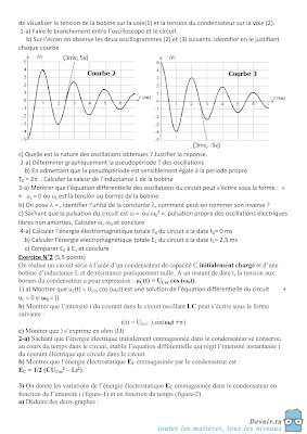 devoir de synthèse 1 physique baccalauréat Mathématique avec correction , devoirs physique bac math, فرض تأليفي 1  فيزياء مع الاصلاح بكالوريا رياضيات