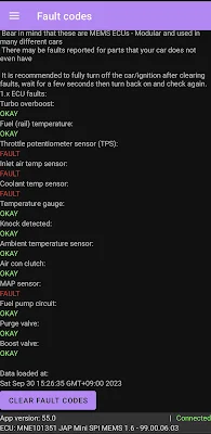 Rover Mini Fault codes