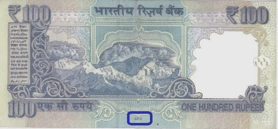 Reverse Side of Currency Note with Year