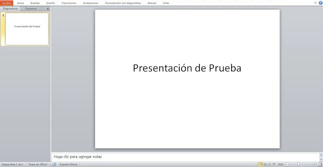 PowerPoint slide in fullscreen