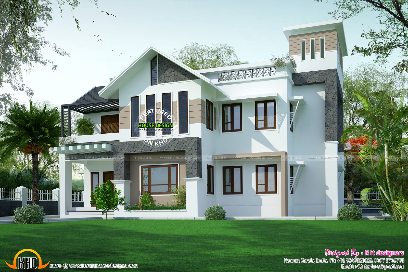 Modern sloping roof  house  in 315 square yards Kerala 