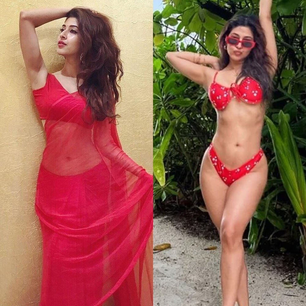 Sonarika Bhadoria saree vs bikini indian actress