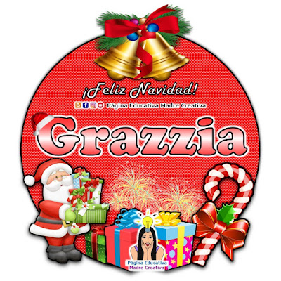 Nombre Grazzia - Cartelito por Navidad nombre navideño