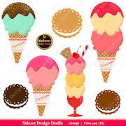 Ice Creams Party. Yummy ^^ Ice Creams, Parfait and Cookies 7 Clip Art .