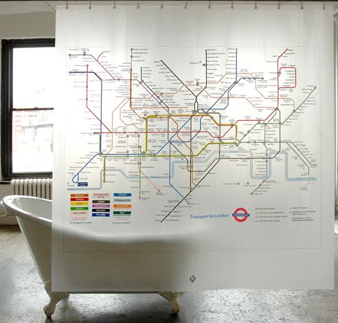 london tube map 2010. London Tube-Map Shower Curtain