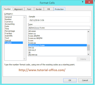 Merubah Format Tanggal dengan menggunakan Format Cell pada Custom dan type