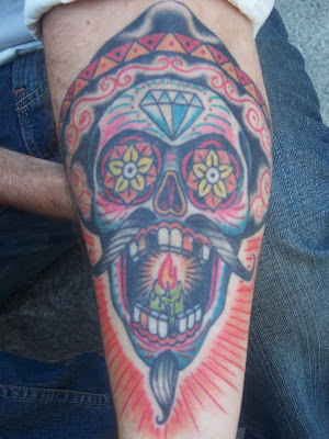 candy skull tattoo. mexican sugar skull tattoo