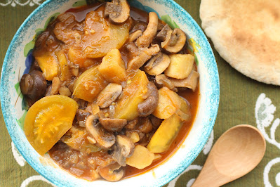 mijoté de tomates vertes et champignons