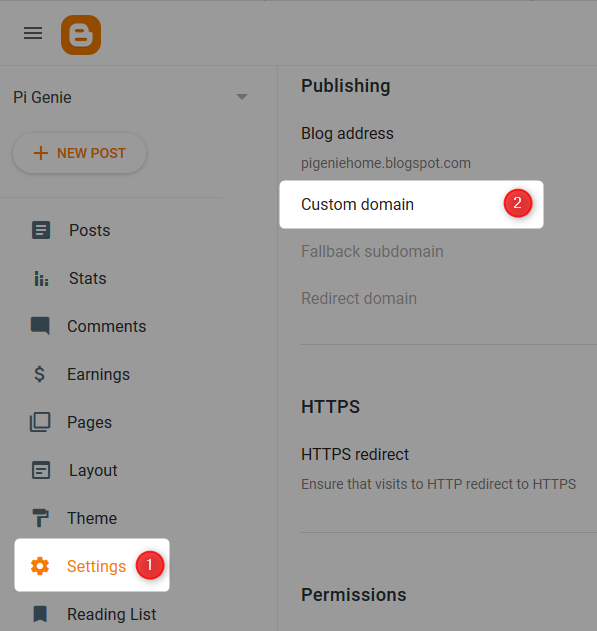 Blogger Custom Domain Setting