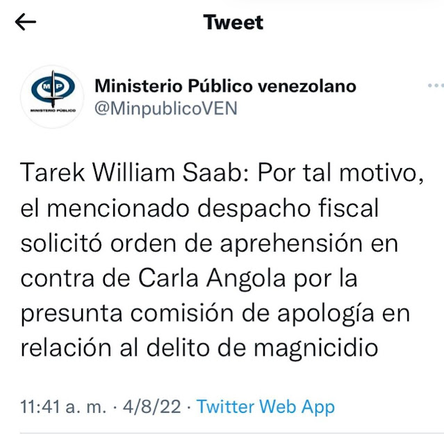 Régimen de Maduro dictó orden de captura contra la periodista Carla Angola