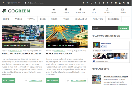 GoGreen Blogger Template