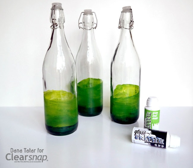 Glass Graffiti Green Ombre Bottle Set by Dana Tatar for Clearsnap