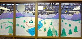 winter window painting with kids