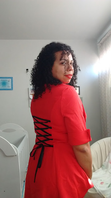 Recebidos Loja Dresslily blusa vermelha detalhes costas
