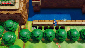 Link crossing the holes at the castle moat with the Flying Rooster