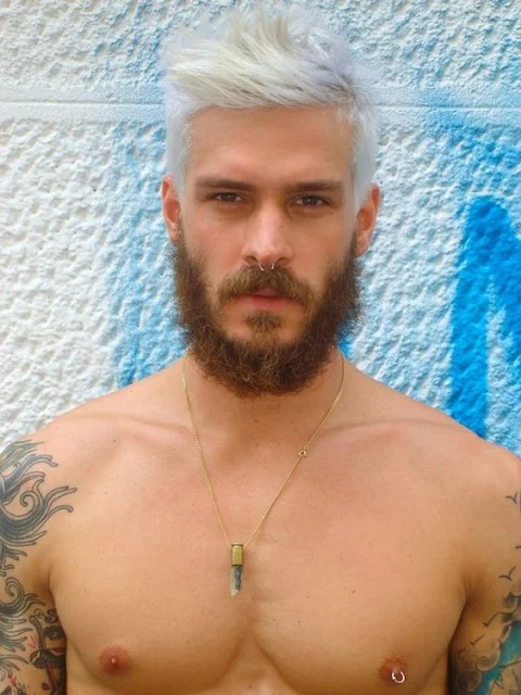 cabelo masculino colorido branco platinado