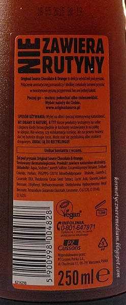 żel pod prysznic, Original Source, Original Source Chocolate and Orange, czekolada i pomarańcza