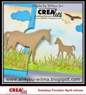 Uitschuifkaart, Slider card, Merrie, Mare, Veulen, Foal, Wolk, Cloud, Bloghop, Insta Hop, Crealies Designteam, Papicolor, Crealies, All4You, ALL4YOU