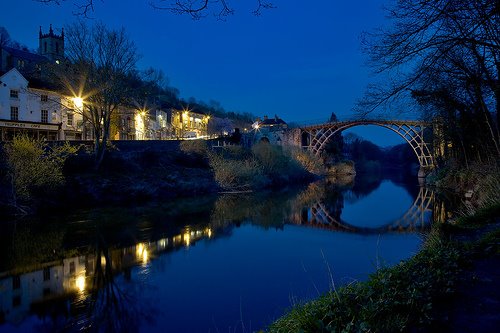 the beuaty view of iron bridge at night from england