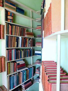 One of the lobbies between the downstairs rooms of A la Ronde. This one houses a library.