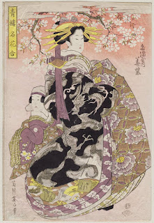 Hanamurasaki of the Tamaya, from the series Comparison of the Famous Flowers of the Pleasure Quarters (Seirô meika awase)