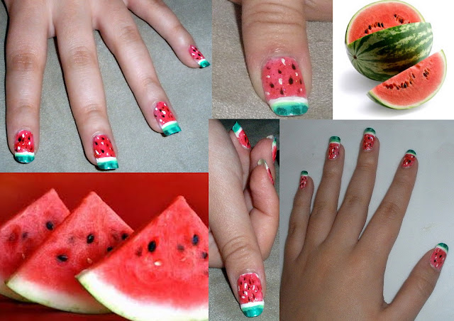 Tutorial to Decorate Nails using a Watermelon Design.