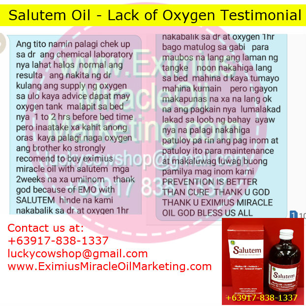 Salutem Oil Lack of Oxygen Treatment