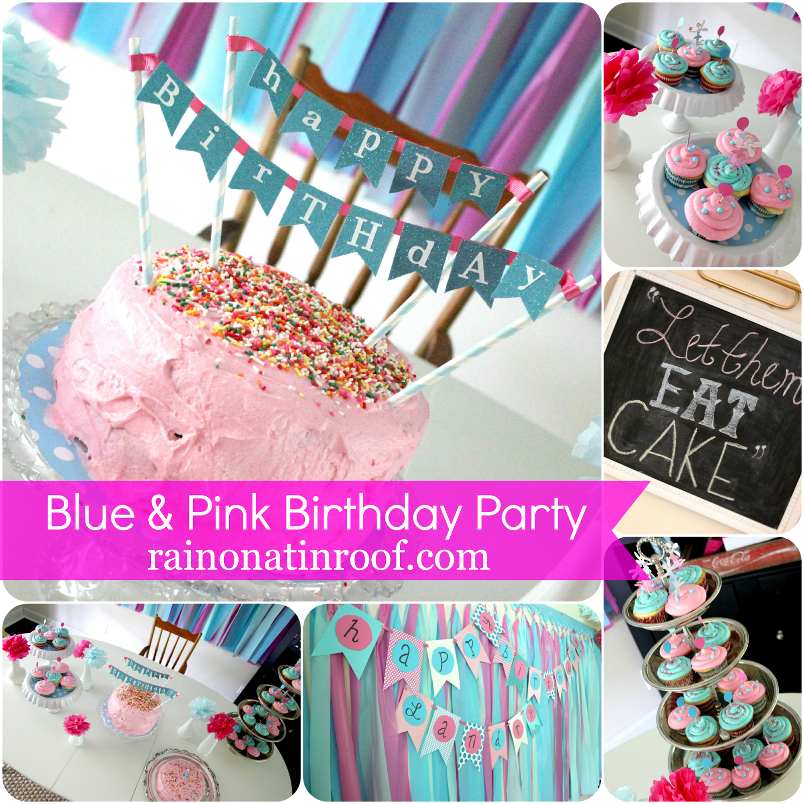 A Stylish Blue and Pink  Birthday  Party 