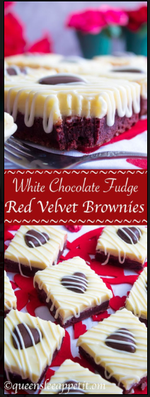 WHITE CHOCOLATE FUDGE RED VELVET BROWNIES