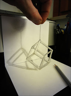 3D-рисунки карандашом квадрат