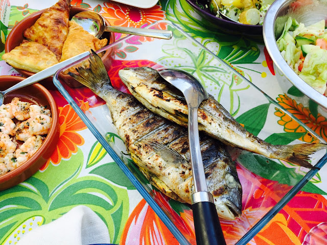 Barbecued whole Greek sea bream