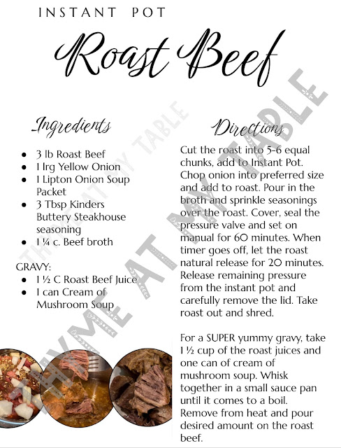 Detailed recipe for Instant Pot Roast Beef