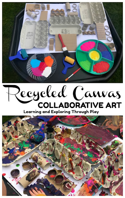 Recycled Canvas Painting Ideas for Preschool. Collaborative Art for Kids. 