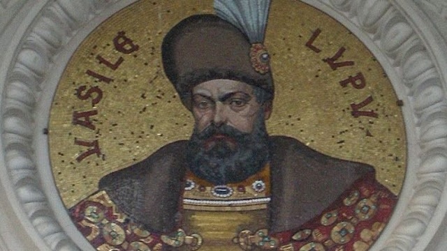Portrait of Vasile Lupu on the Romanian Athaeneum wall.