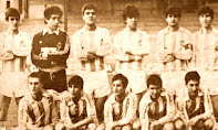 REAL VALLADOLID PROMESAS - Valladolid, España - Temporada 1982-83 - Martín Sáez, Edesa, César, Galán, Moyano y Julio; Juan Carlos, Paquillo, Patri, Eusebio y Dibuja - El filial del Real Valladolid, entonces llamado REAL VALLADOLID PROMESAS, militaba en 3ª División y en él jugaban los que luego fueron internacionales Juan Carlos Rodríguez y Eusebio