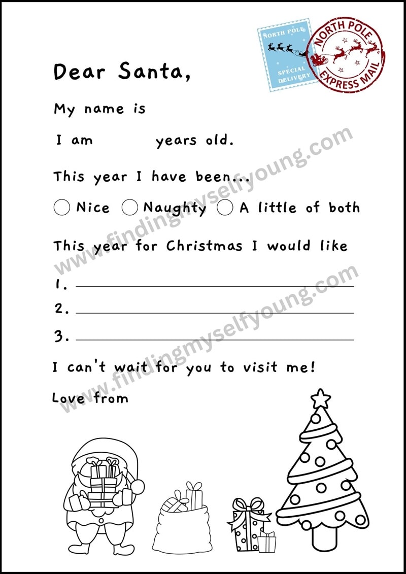 free printable letter to Santa template.