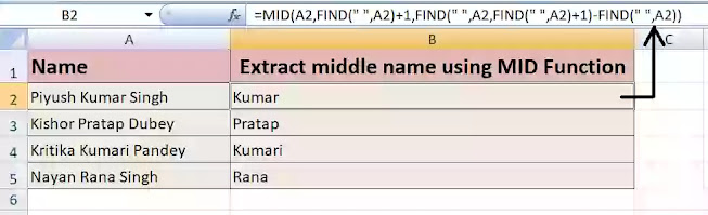 excel MID Function between two characters