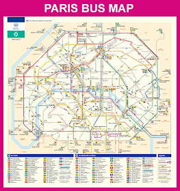 Paryż autobusy mapa map bus Paris mapa linii autobusowych w Paryżu